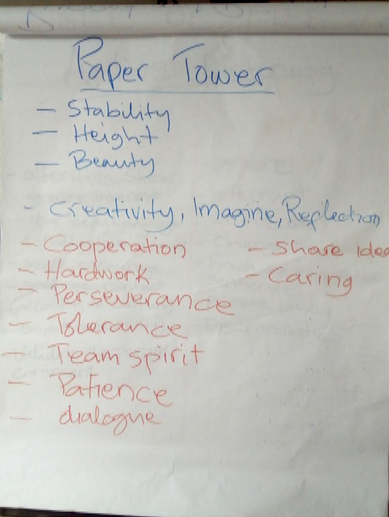 Cameroon paper tower exercise